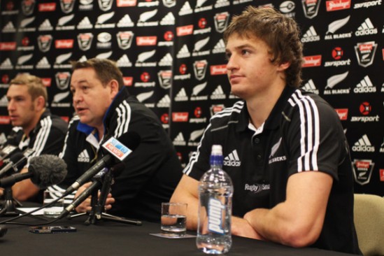 Beauden Barrett faces the media before his All Blacks debut against Ireland in 2012