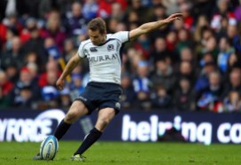 Chris Paterson kicking a penalty against Italy during the Six Nations Championship