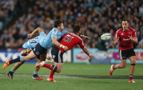 Israel Dagg tries to catch a ball during the Super Rugby final against the Waratahs in 2014